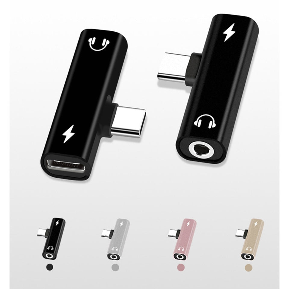 2 In 1 Type C To 3.5mm Jack Earphone Charging Converter USB Type-C Audio Adapter for Xiaomi 6 Huawei P10 Mate 20 Type C Phones