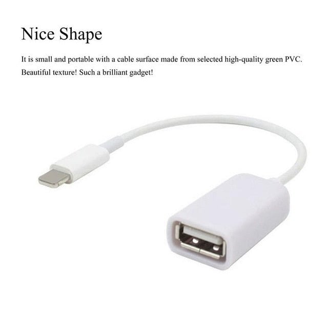 Mobile Phone OTG Adapter Cable for iPhone IOS 10.3 USB OTG